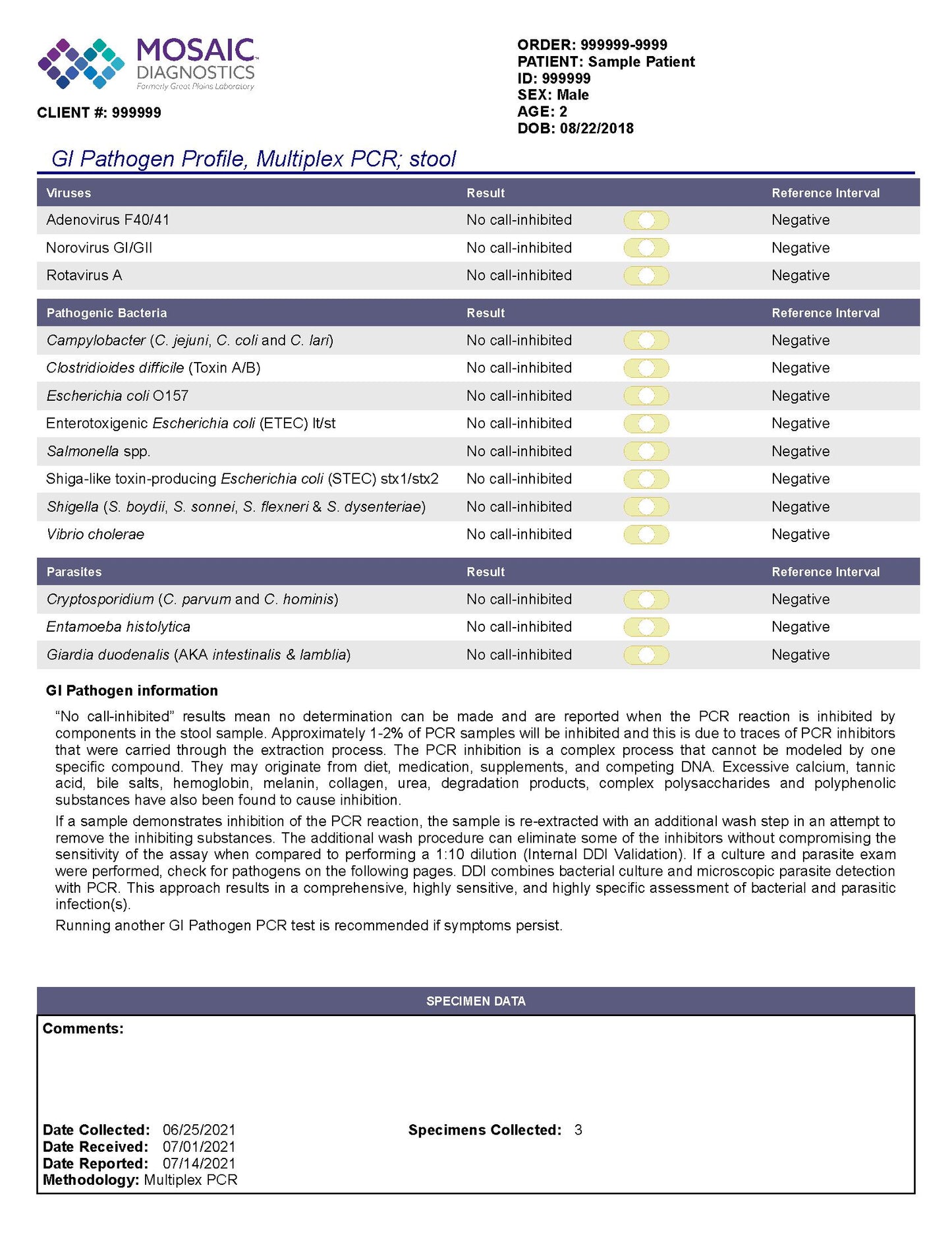 Mosaic Comprehensive Stool Analysis -Stool Sample