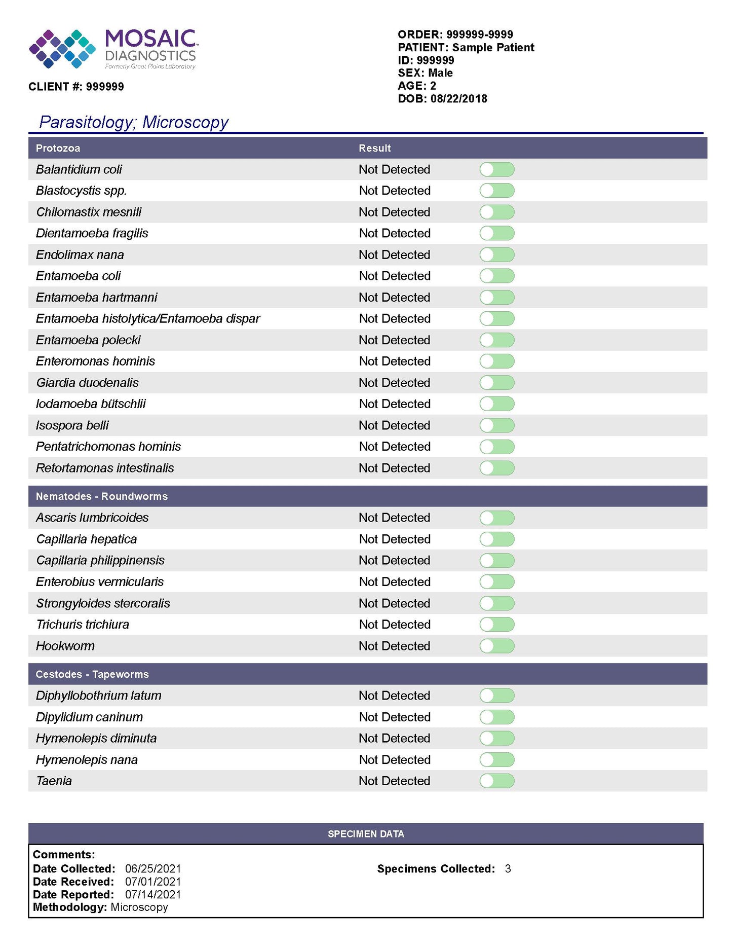 Mosaic Comprehensive Stool Analysis -Stool Sample