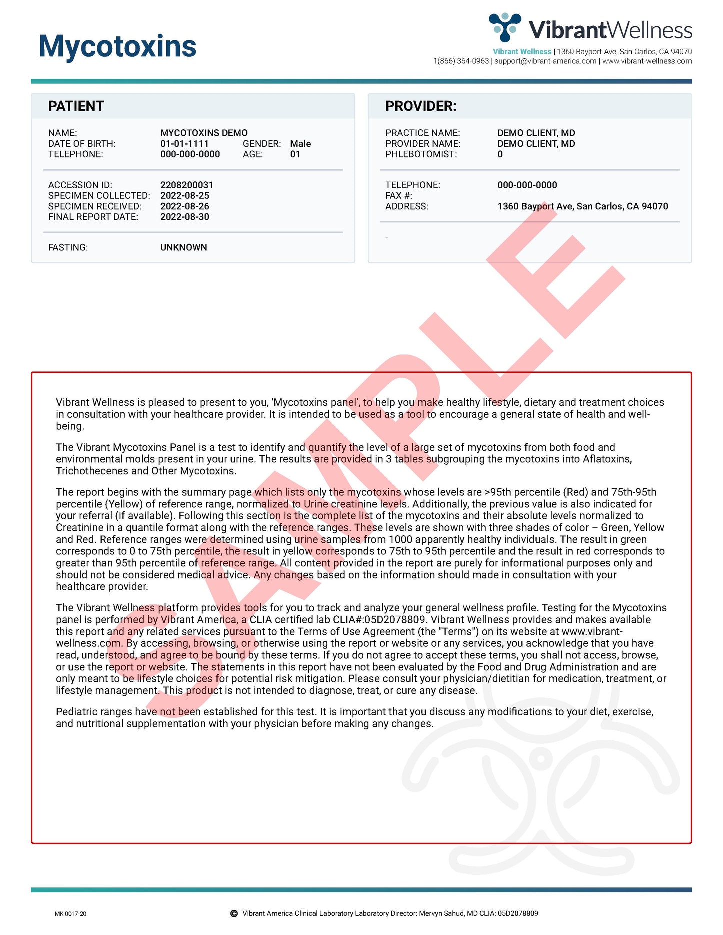 Vibrant America Mycotox Test -Urine Sample (29 Mycotoxins)