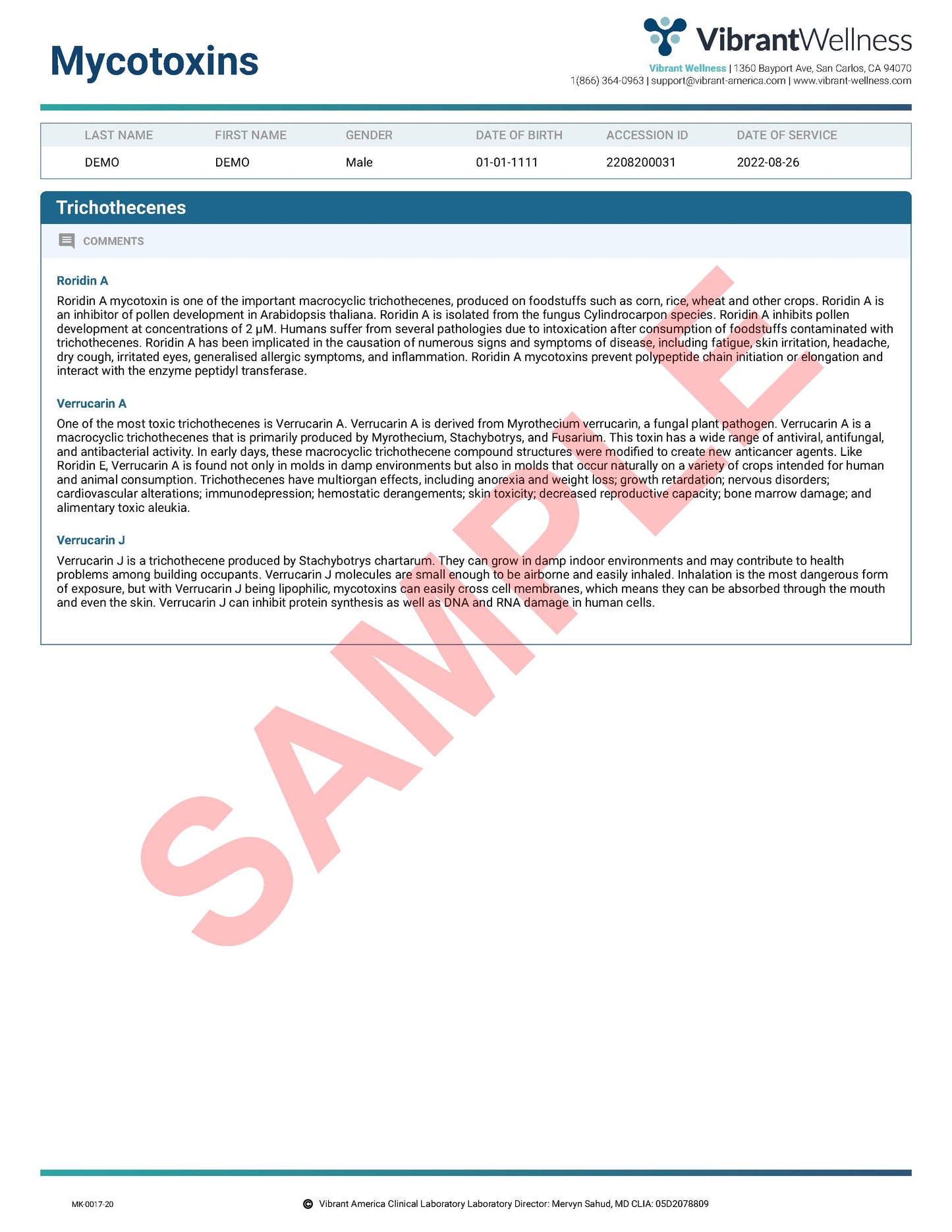 Vibrant America Mycotox Test -Urine Sample (29 Mycotoxins)