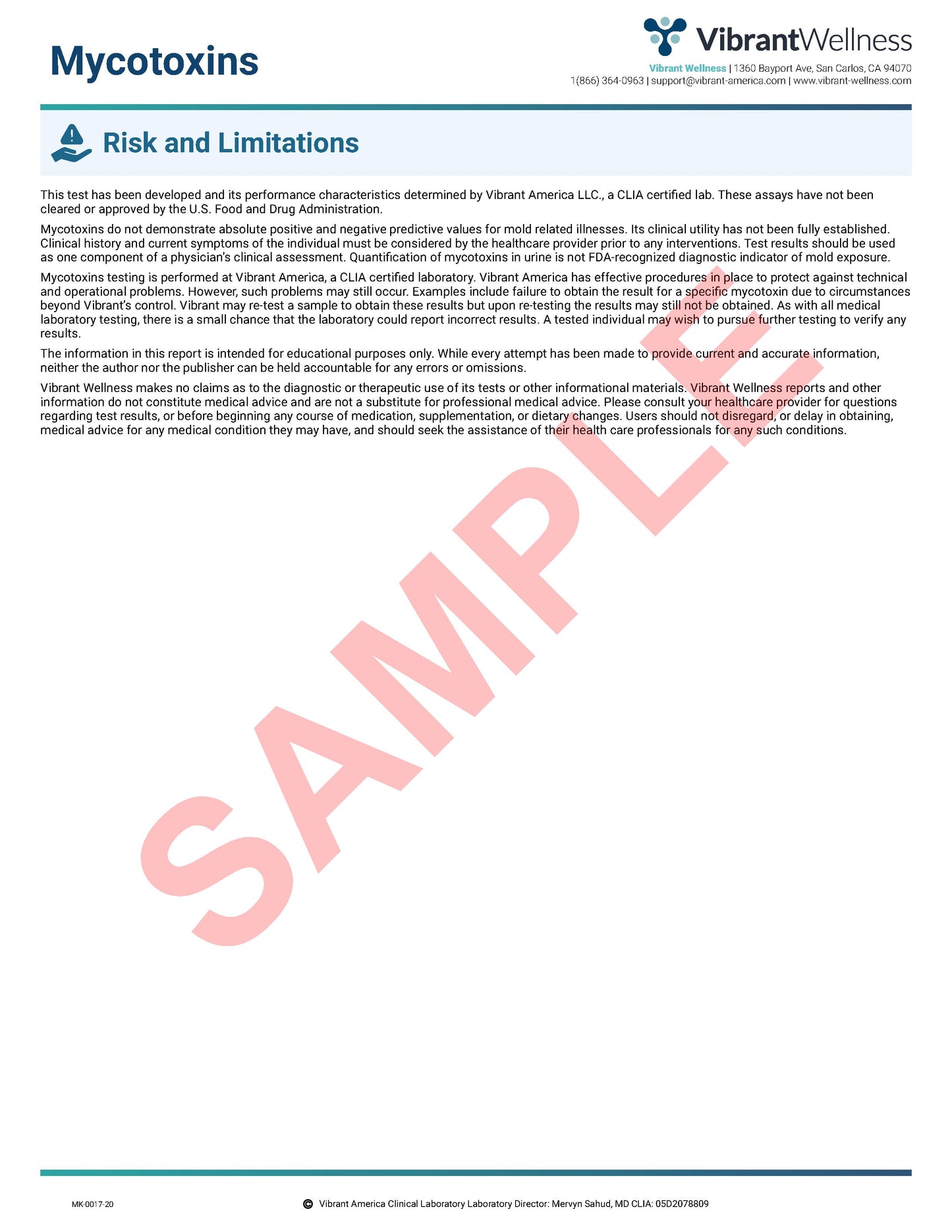 Vibrant America Mycotox Test -Urine Sample (29 Mycotoxins)