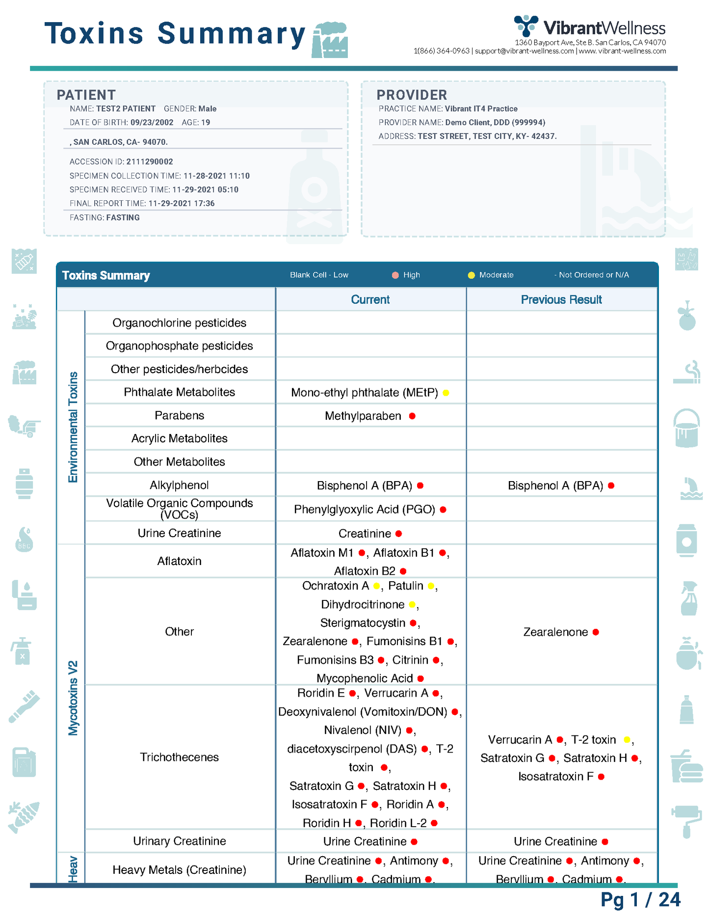 Vibrant America Total Tox Burden -Urine Sample