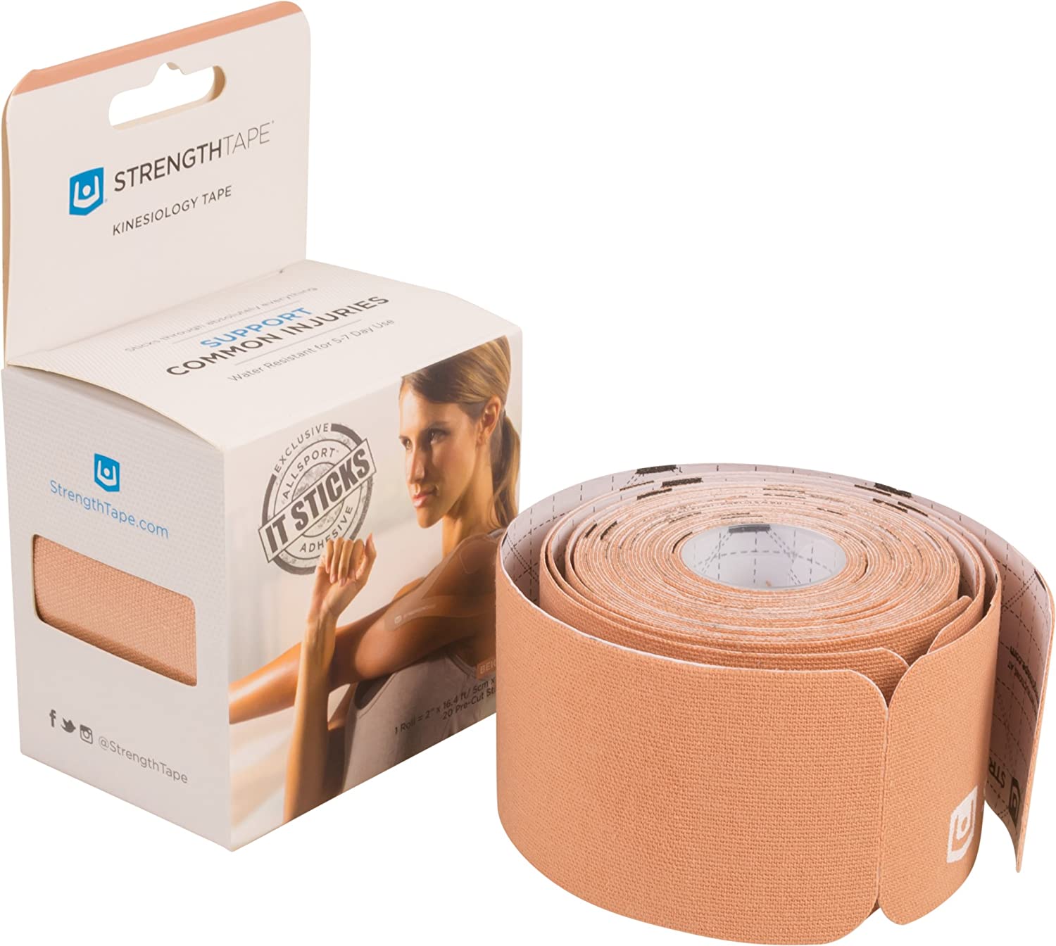 StrengthTape Kinesiology Tape 5M Precut Roll - Beige - Dr Jaban Moore - Store